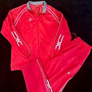 Mizuno Women's TrackSuit-Athletic Wear- Zip Jacket & Drawstring Pants XL- Red-
